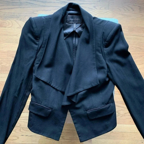 BCBGMAXAZRIA Cropped Open Drape Wool Blazer - Picture 2 of 8